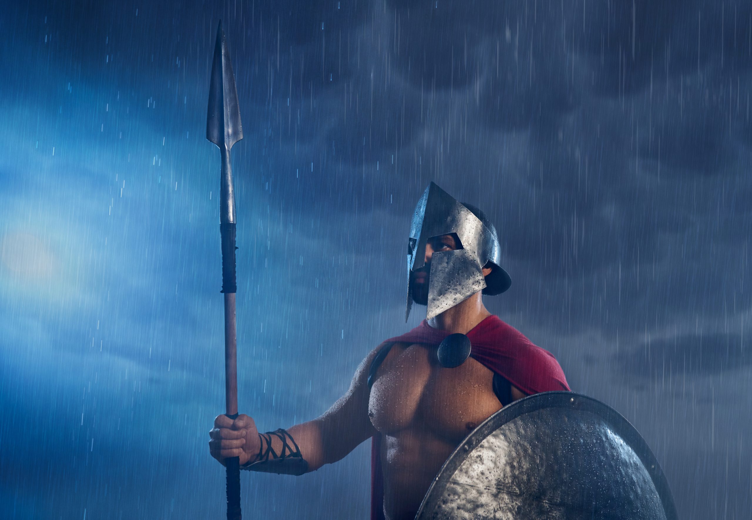 Spartan warrior with spear and shield.